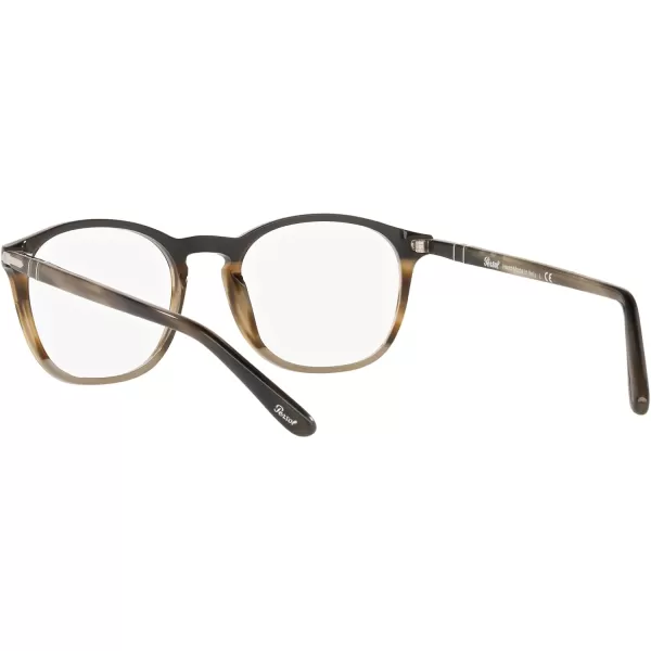 imagePersol Po3007v Square Prescription Eyewear FramesBlackGrey StripedDemo Lens