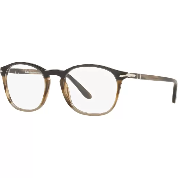 imagePersol Po3007v Square Prescription Eyewear FramesBlackGrey StripedDemo Lens