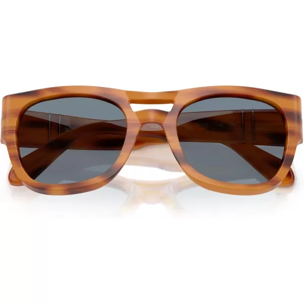 imagePersol Po0064s Square SunglassesStriped BrownLight Blue