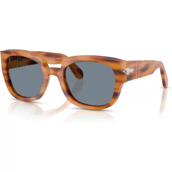 imagePersol Po0064s Square SunglassesStriped BrownLight Blue