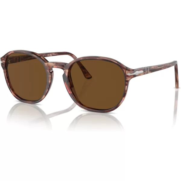 imagePersol Po3343s Round SunglassesStriped BordeauxPolarized Brown