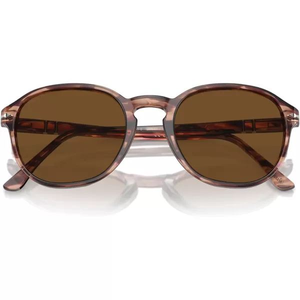 imagePersol Po3343s Round SunglassesStriped BordeauxPolarized Brown