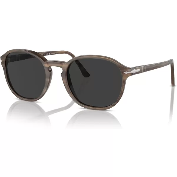 imagePersol Po3343s Round SunglassesStriped BrownPolarized Black Grey