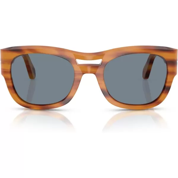 imagePersol Po0064s Square SunglassesStriped BrownLight Blue