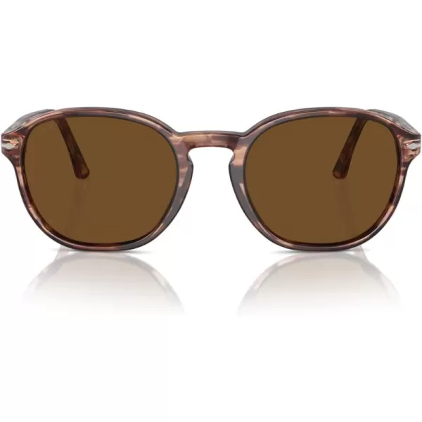 imagePersol Po3343s Round SunglassesStriped BordeauxPolarized Brown