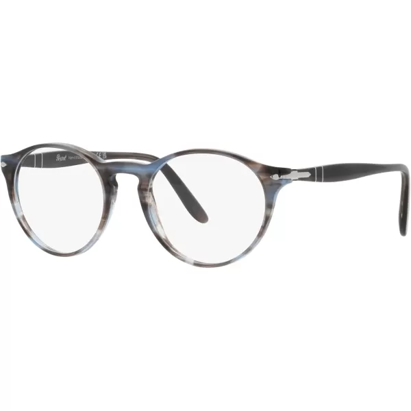 imagePersol Po3092v Round Prescription Eyewear FramesStriped BlueDemo Lens