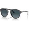 imagePersol Mens Po3302s Aviator SunglassesTransparent GreyLight Blue Gradient Dark Blue