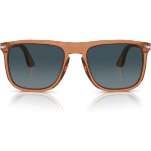 imagePersol Mens Po3336s Aviator SunglassesTransparent BrownLight Blue Gradient Dark Blue