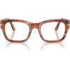 imagePersol Po3297v Rectangular Prescription Eyewear FramesStriped BrownDemo Lens