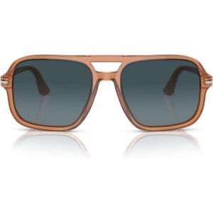 imagePersol Mens Po3328s Aviator SunglassesTransparent BrownLight Blue Gradient Dark Blue