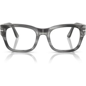 imagePersol Po3297v Rectangular Prescription Eyewear FramesStriped GreyDemo Lens