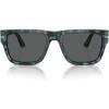 imagePersol Unisex Sunglasses Black Frame Green Lenses 57MMStriped BrownLight Blue