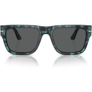 imagePersol Unisex Sunglasses Black Frame Green Lenses 57MMStriped BrownLight Blue