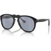 imagePersol Po0649co Aviator SunglassesBlack Striped WhiteLight Blue Mirrored Silver