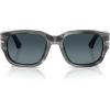 imagePersol Po3380s Square SunglassesStriped GreyLight Blue Gradient Dark Blue