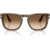 imagePersol Mens Po3333s Elio Square SunglassesStriped BrownGradient Brown