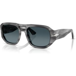 imagePersol Po3373s Vincent Aviator SunglassesStriped GreyLight Blue Gradient Dark Blue
