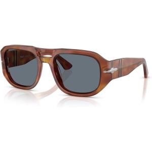 imagePersol Po3373s Vincent Aviator SunglassesTerra Di SienaLight Blue