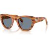 imagePersol Po0054s Square SunglassesStriped BrownLight Blue