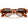 imagePersol Womens Po0052s Butterfly SunglassesStriped BrownClear Gradient Green