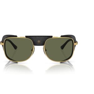 imagePersol Mens PO113SZ Polarized Rectangular Sunglasses Gold 55 mm