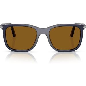 imagePersol Po3357s Renzo Rectangular SunglassesMilky Depths BlueBrown