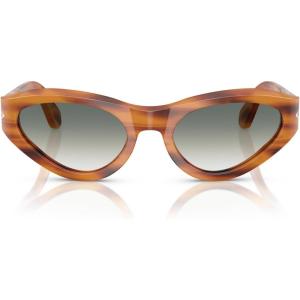 imagePersol Womens Po0052s Butterfly SunglassesStriped BrownClear Gradient Green