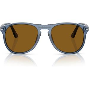 imagePersol Mens Po9649s Aviator SunglassesTransparent NavyCrystal Brown