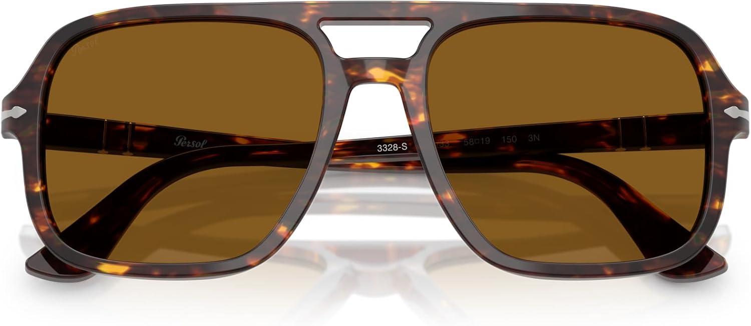 imagePersol Mens Po3328s Aviator SunglassesBrownBright YellowBrown