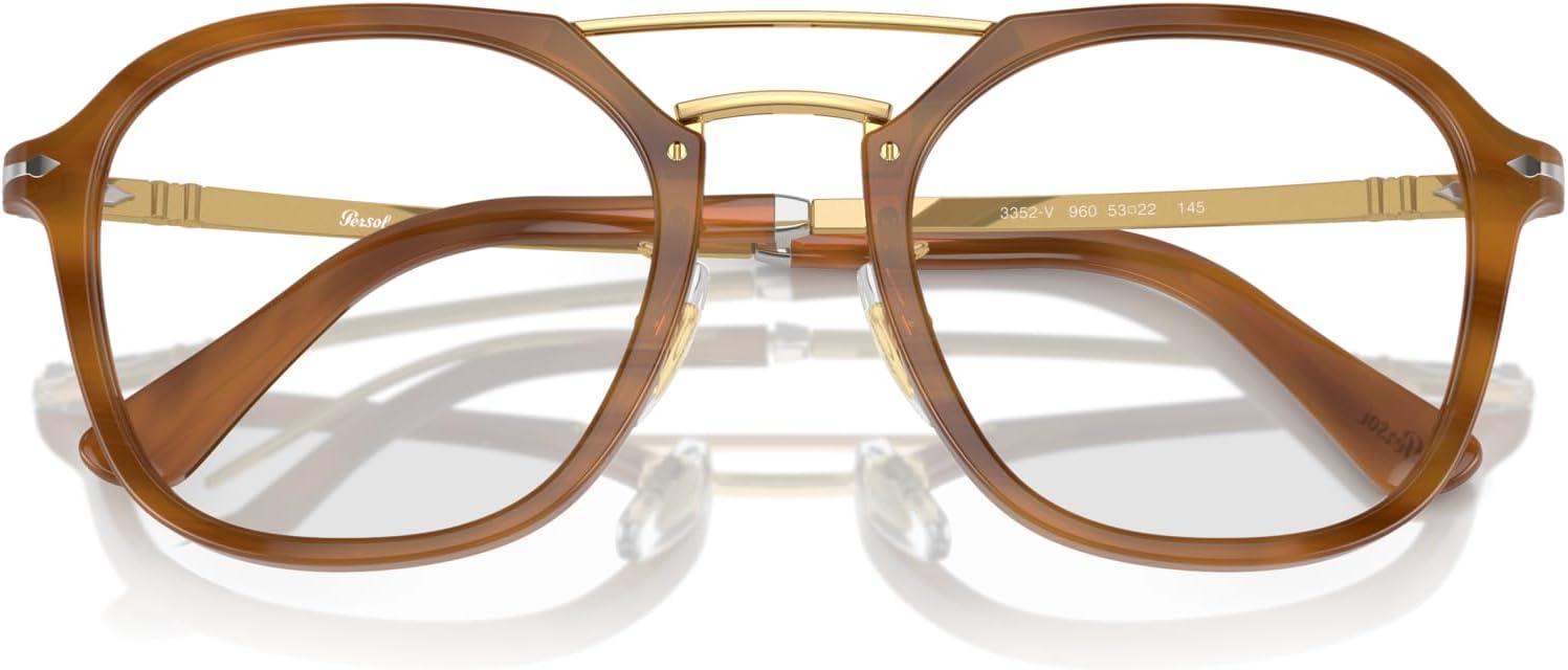 imagePersol Po3352v Square SunglassesStriped BrownDemo Lens