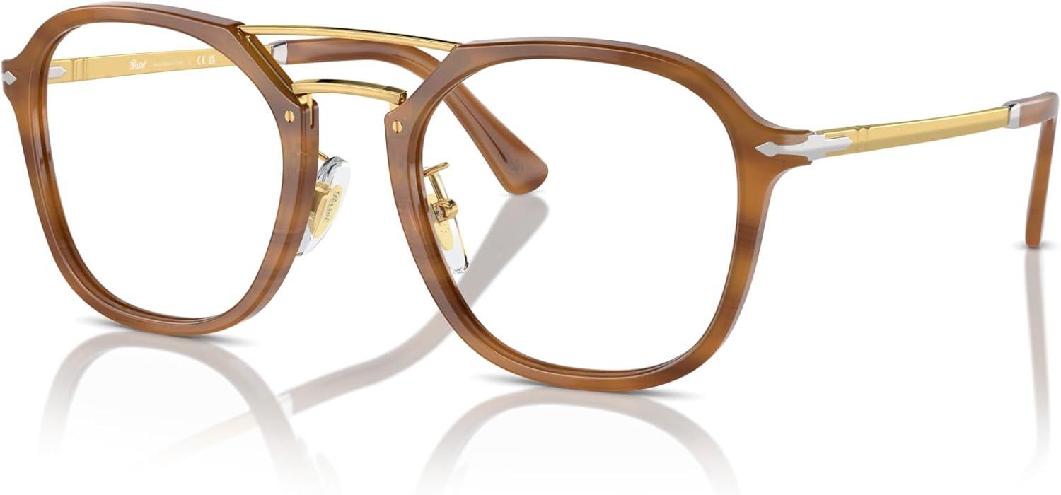 imagePersol Po3352v Square SunglassesStriped BrownDemo Lens