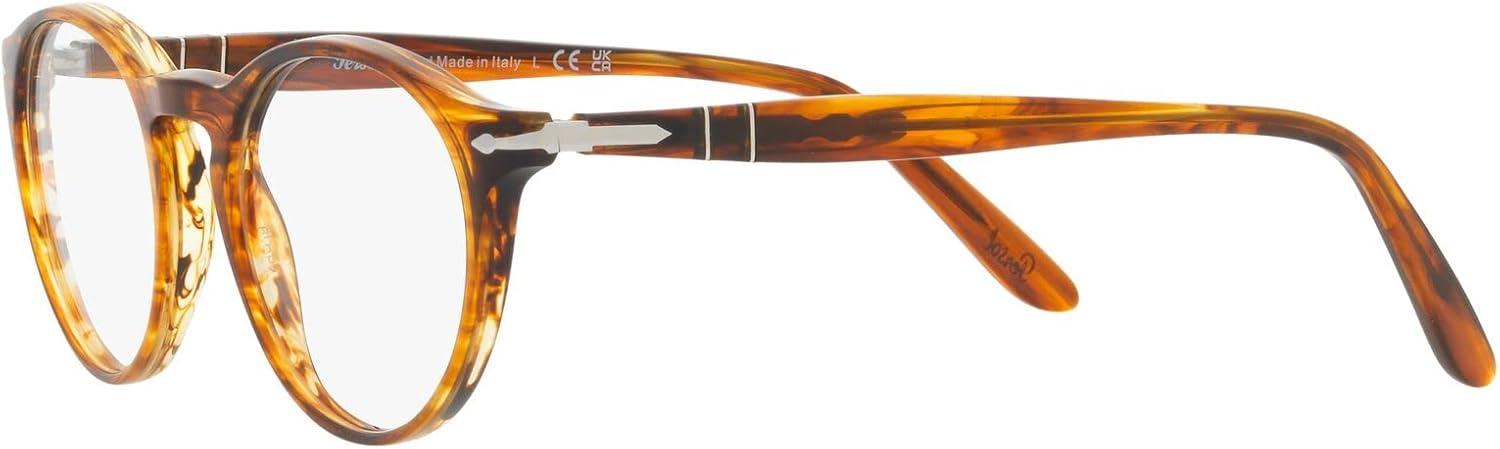imagePersol womens Po3092v Round Prescription Eyewear FramesStriped BrownDemo Lens