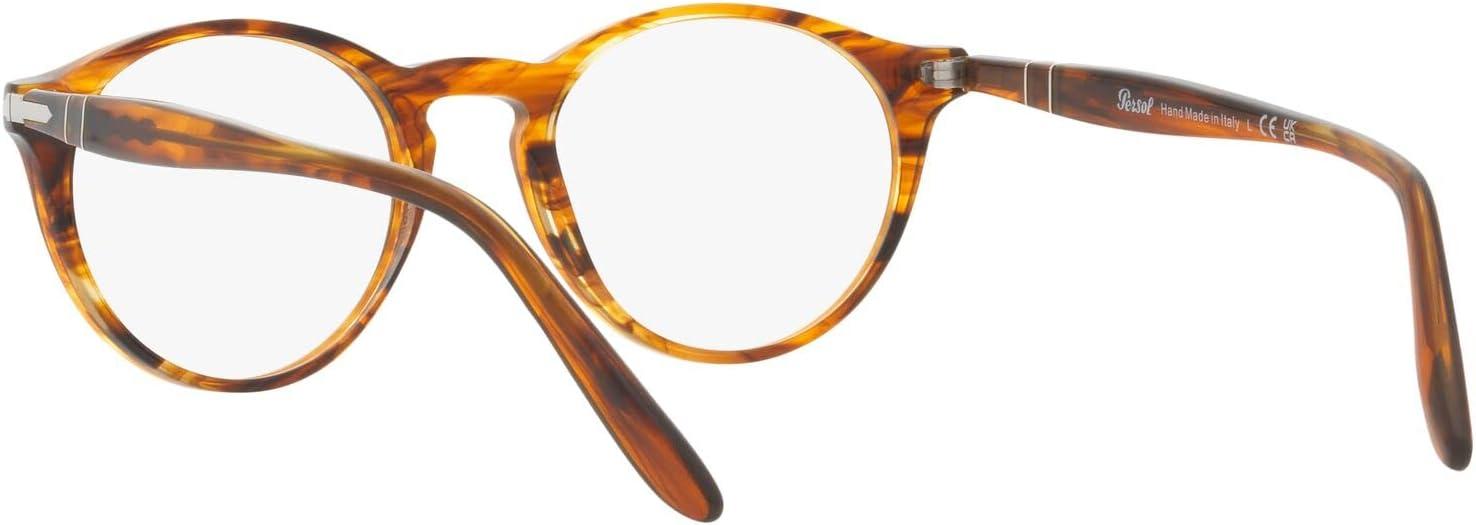 imagePersol womens Po3092v Round Prescription Eyewear FramesStriped BrownDemo Lens