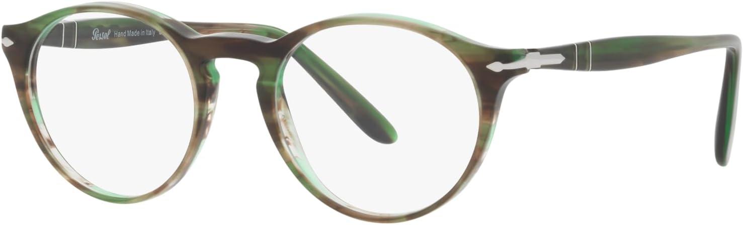 imagePersol womens Po3092v Round Prescription Eyewear FramesStriped GreenDemo Lens