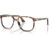 imagePersol Mens Po3329v Greta Aviator Prescription Eyewear FramesStriped Black and Greige Demo Lens