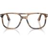 imagePersol Mens Po3329v Greta Aviator Prescription Eyewear FramesStriped Black and Greige Demo Lens