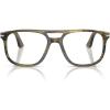 imagePersol Mens Po3329v Greta Aviator Prescription Eyewear FramesStriped Black and OliveDemo Lens