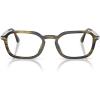 imagePersol Womens Po3381v Square Prescription Eyewear FramesStriped Black and OliveDemo Lens