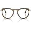 imagePersol Womens Po3387v Pier Square Prescription Eyewear FramesStriped Black and OliveDemo Lens