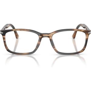 imagePersol Womens Po3189v Rectangular Prescription Eyewear FramesStriped Black and Greige Demo Lens