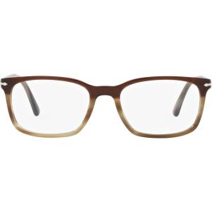 imagePersol Womens Po3189v Rectangular Prescription Eyewear FramesStriped BrownGreyBeigeDemo Lens