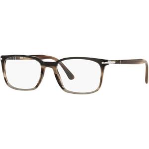 imagePersol Womens Po3189v Rectangular Prescription Eyewear FramesStriped BrownGreyBlackDemo Lens