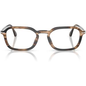 imagePersol Womens Po3381v Square Prescription Eyewear FramesStriped Black and Greige Demo Lens