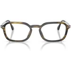 imagePersol Womens Po3381v Square Prescription Eyewear FramesStriped Black and OliveDemo Lens