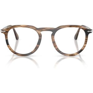 imagePersol Womens Po3387v Pier Square Prescription Eyewear FramesStriped Black and Greige Demo Lens