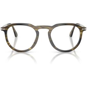 imagePersol Womens Po3387v Pier Square Prescription Eyewear FramesStriped Black and OliveDemo Lens