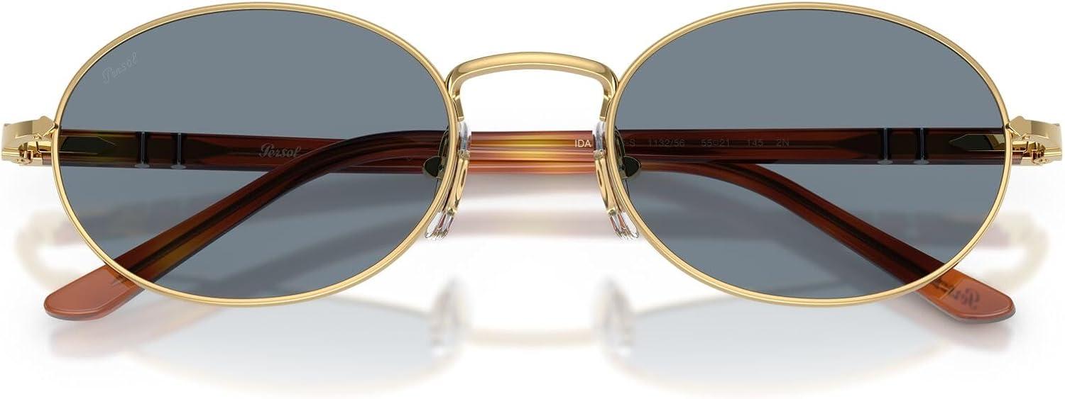 imagePersol PO1018S Ida Oval Sunglasses GoldLight Blue 55 mm