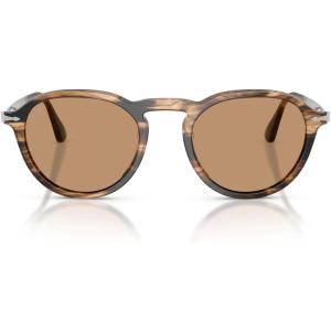 imagePersol Womens Po3383s SunglassesStriped Black and Greige Brown