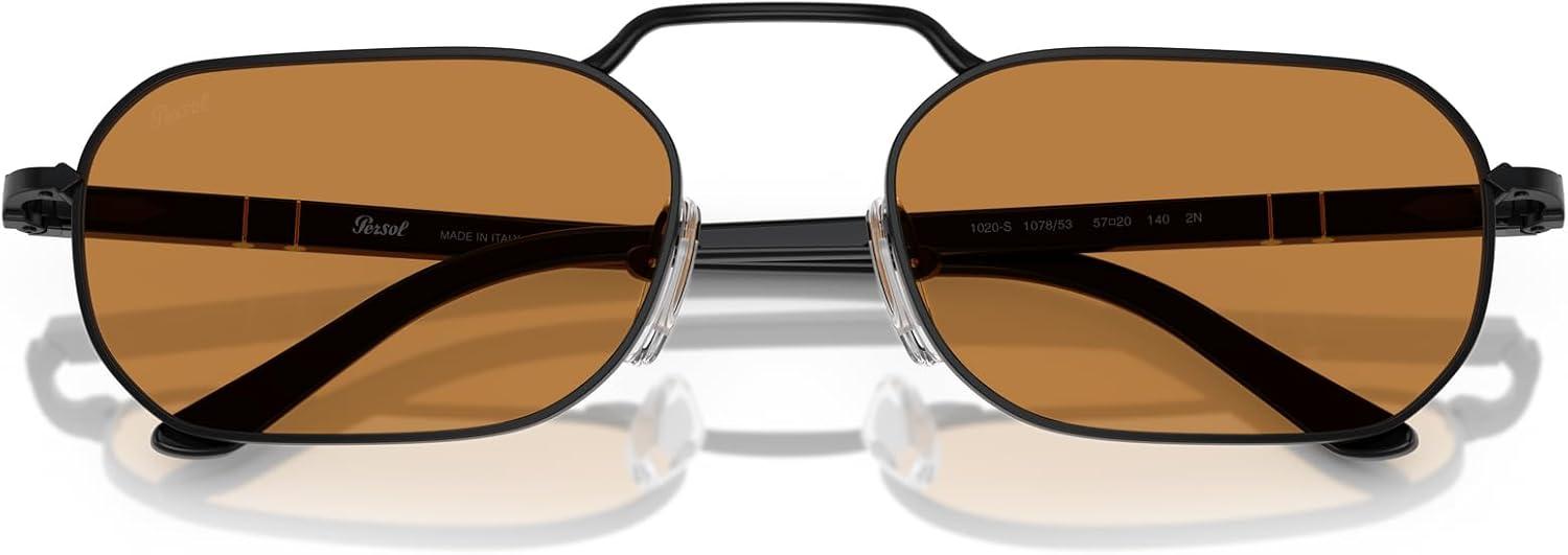 imagePersol Po1020s Rectangular SunglassesDemigloss BlackYellow Brown