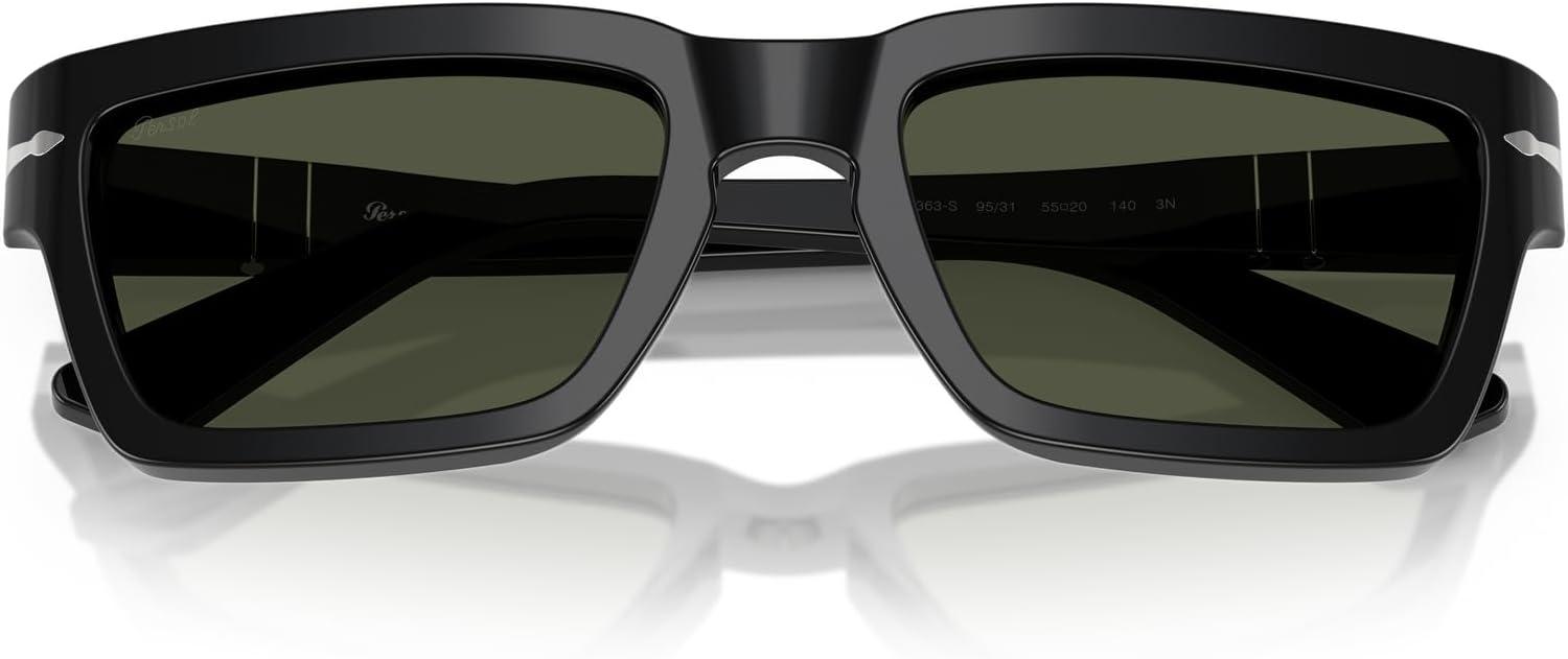 imagePersol Mens Po3363s Rectangular SunglassesBlackGreen